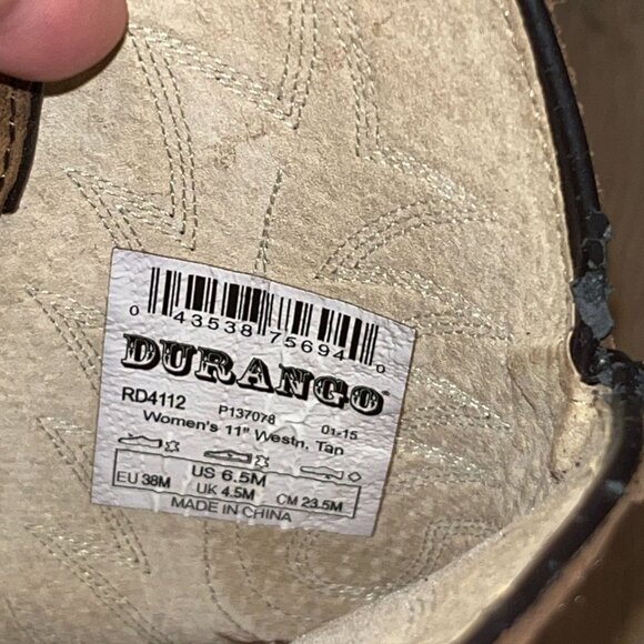 Durango Tan Leather Western Cowboy Boots Size 6.5 M Womens - Picture 7 of 11